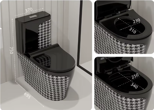 Керамичен моноблок Черен гланц – дизайнерски пепит