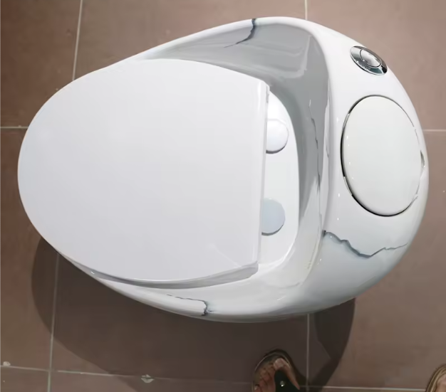 Дизайнерски моноблок с ергономична форма/ бял мрамор