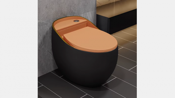 Дизайнерски яйцевиден моноблок – черен мат с оранжев капак | Луксозен модел