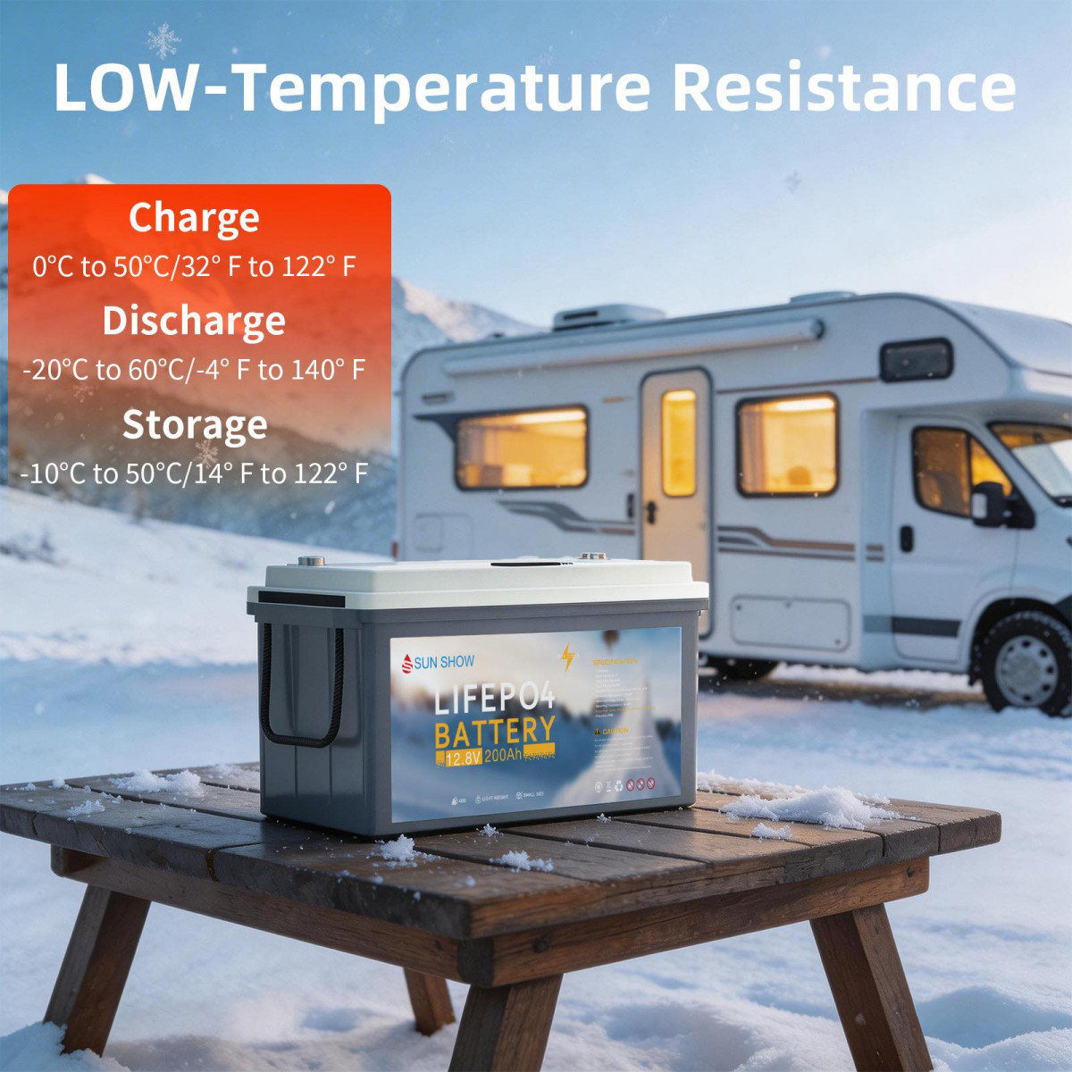 LiFePO4 литиева батерия 12.8V 200Ah (2560Wh) Smart BMS 200A
