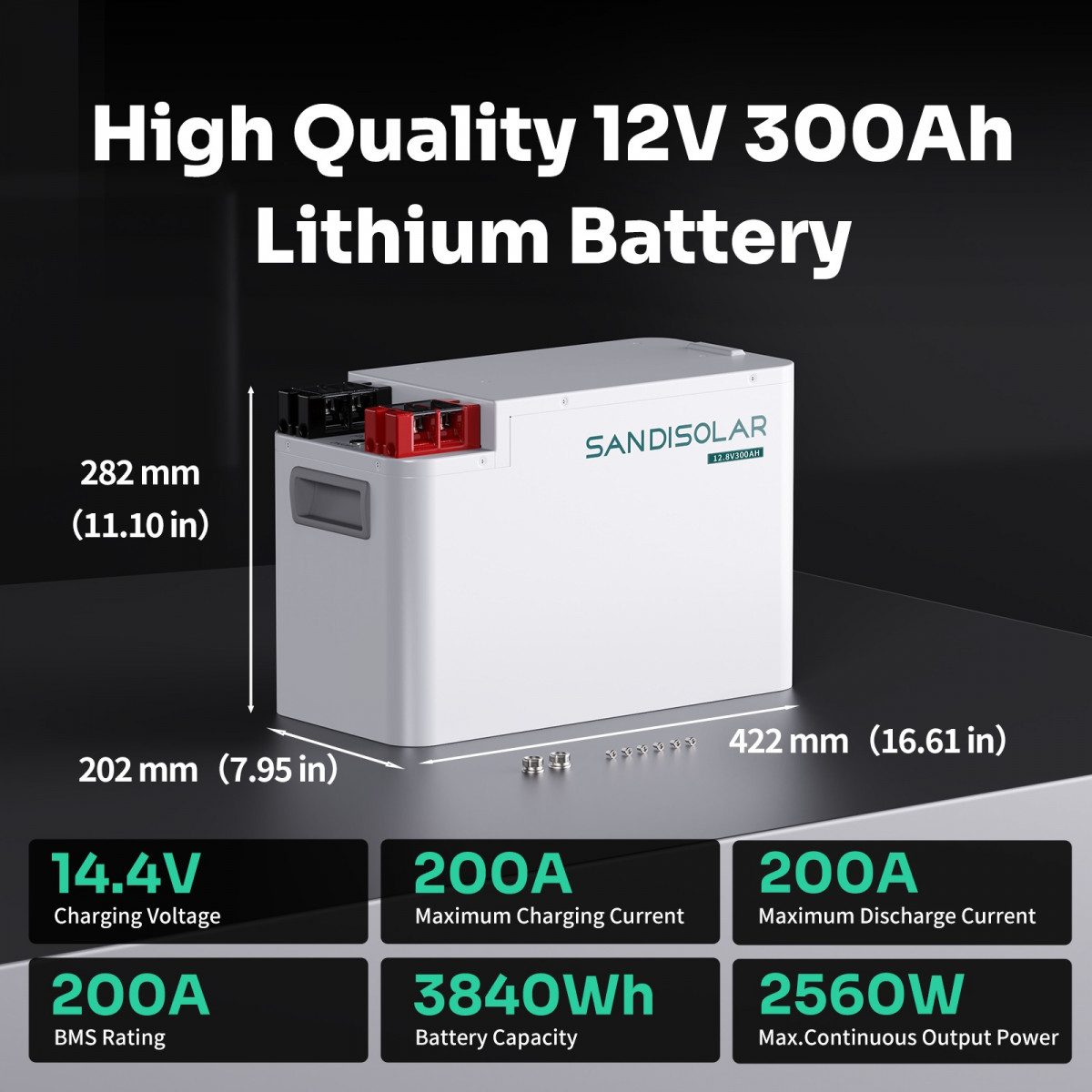 LiFePO4 литиева батерия 12.8V 300Ah (3840Wh) Bluetooth Smart BMS 200A