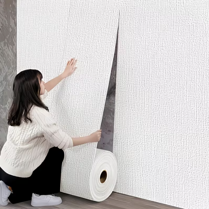 Самозалепващ PVC тапет „Лен“ — бял