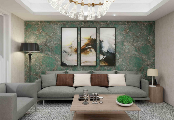 PVC панел INTER 28 – Мат Зелен Мрамор | 1220×2600×3 мм