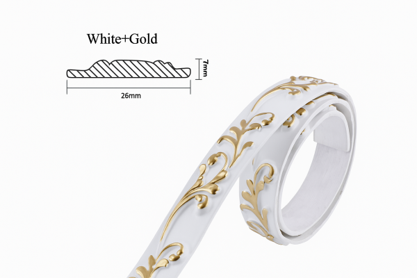 Декоративна лента (молдинг) 2.6 см, бяло-златна inter 235