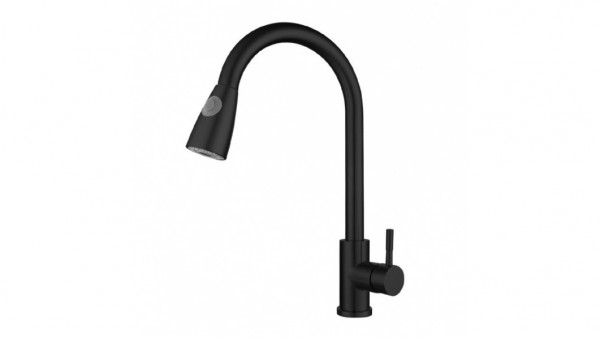 Кухненски смесител, с разтегателен разпръсквач черен мат