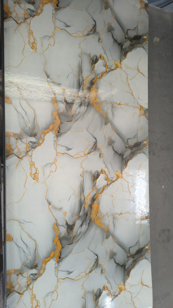Самозалепващ мраморен панел Бял мрамор със златни жилки – INTER 078