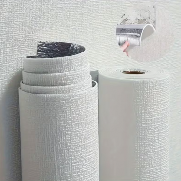 Самозалепващ PVC тапет „Лен“ — бял