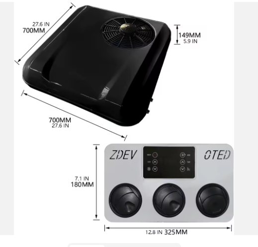 Таванен климатик за каравана , кемпер, камион 12 V ЧЕРЕН