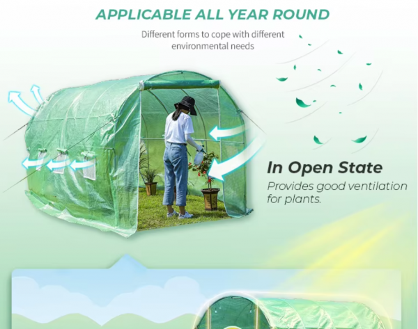 Оранжерия тунелна 8х3х2м с UV защита 24кв.м