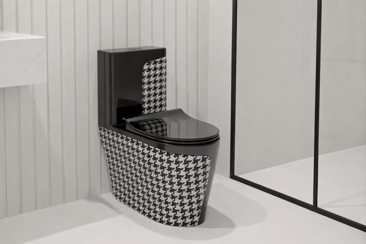 Керамичен моноблок Черен гланц – дизайнерски пепит