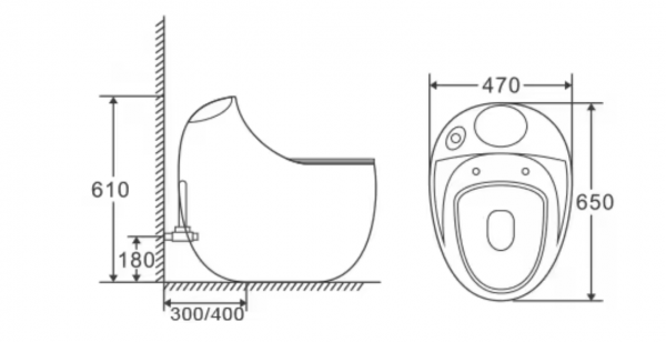 Дизайнерски моноблок с ергономична форма/ бял мрамор